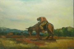 Contadino a cavallo - 1963 - Olio su tela - 50 x 70
