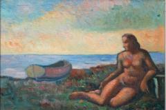 Nudo sulla spiaggia - 1975 - Olio su tela - 50 x 70