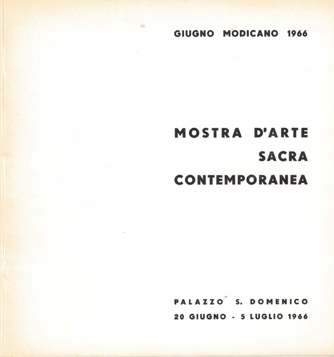 Catalogo mostra d'arte sacra  - Modica - 1966