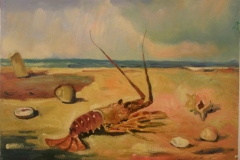 Aragosta natura morta marina - 1974 - Olio su tela - 50 x 70