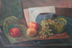 Natura morta con uva e mele - 1961- Olio su tela -50 x 70