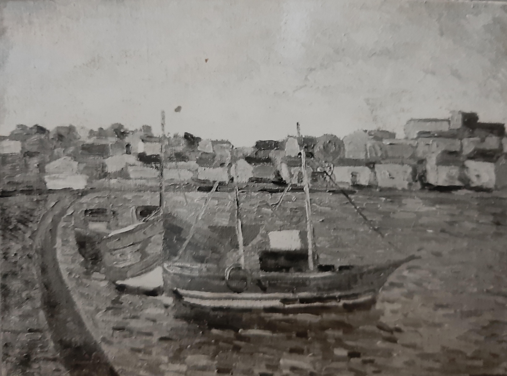 Barche in rada - 1952 - Olio su tela