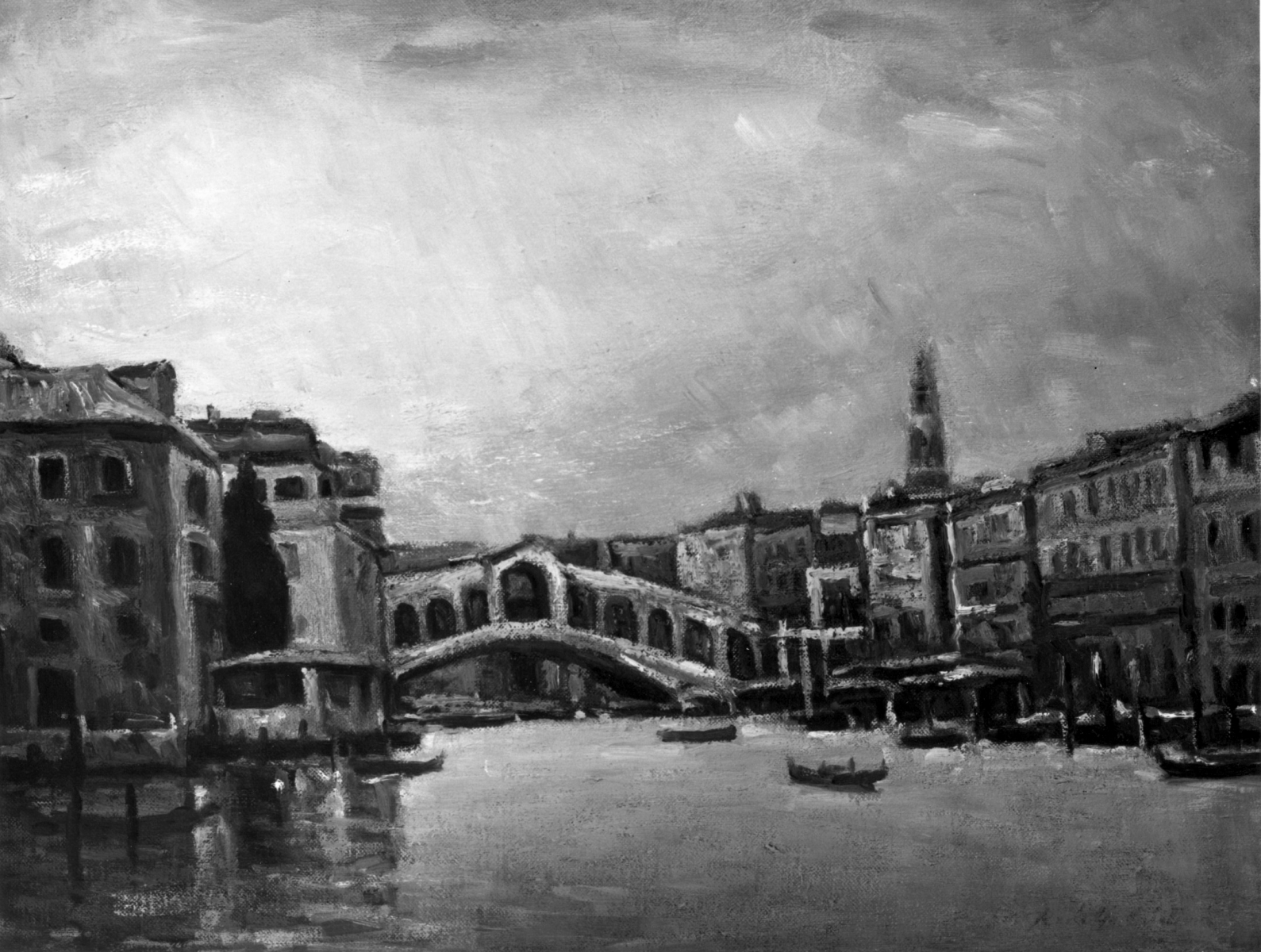 Venezia ponte di Rialto - 1974 - Olio su tela