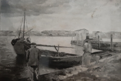 Al porto - 1951 - Olio su tela