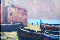 Barche in secca  - 1965  - Olio su tela - 21 x 24