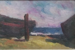 Barche in secca - 1969 - Olio su tela - 13 x 20