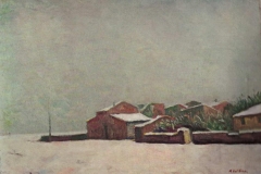 Paese sotto la neve  - 1962 - Olio su tela